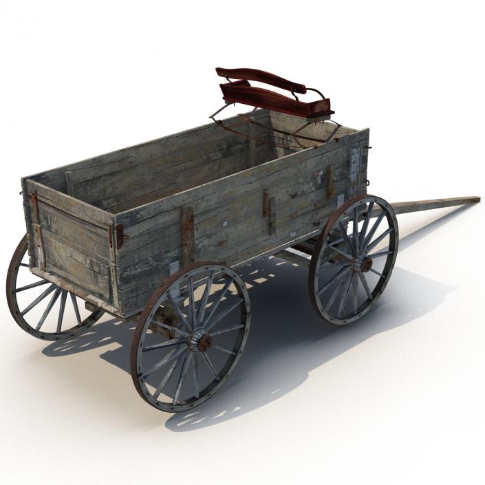 3D Old Wooden Wagon