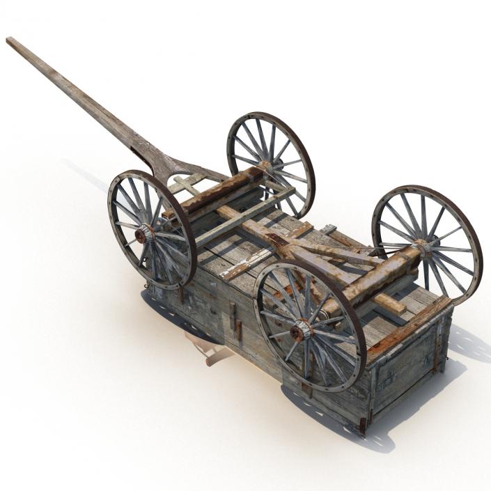 3D Old Wooden Wagon