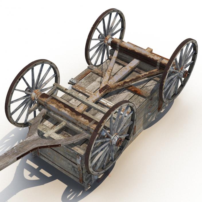 3D Old Wooden Wagon