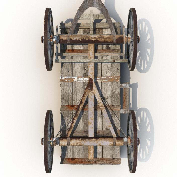 3D Old Wooden Wagon