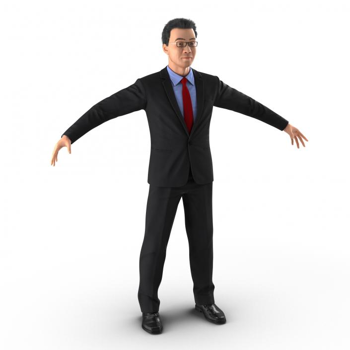 Asian Businessman with Hair 3D