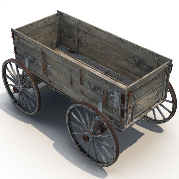 3D Old Wooden Wagon 2 model