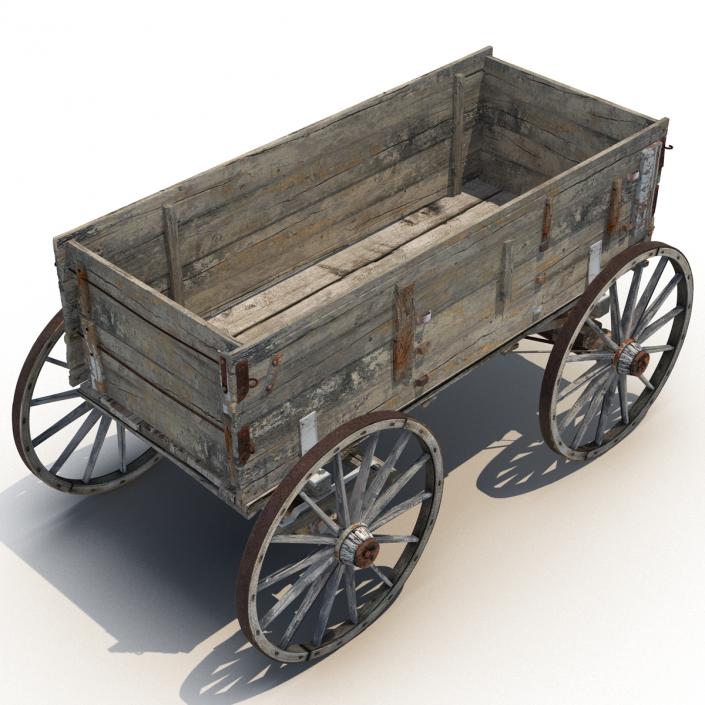 3D Old Wooden Wagon 2 model