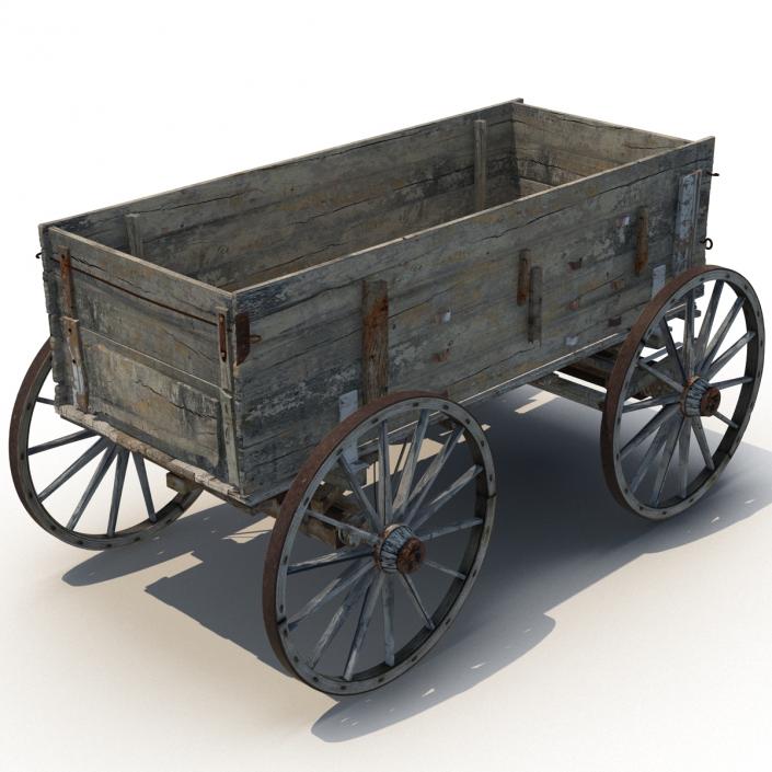 3D Old Wooden Wagon 2 model