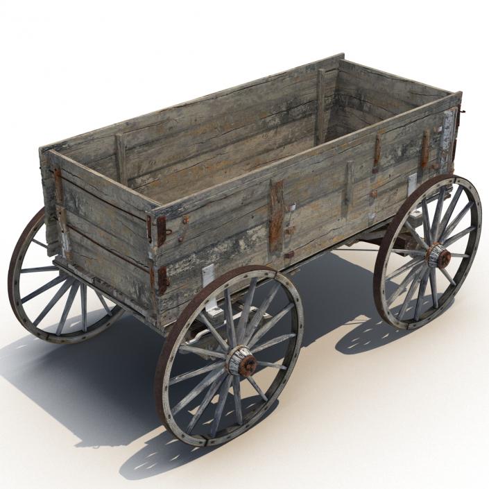 3D Old Wooden Wagon 2 model