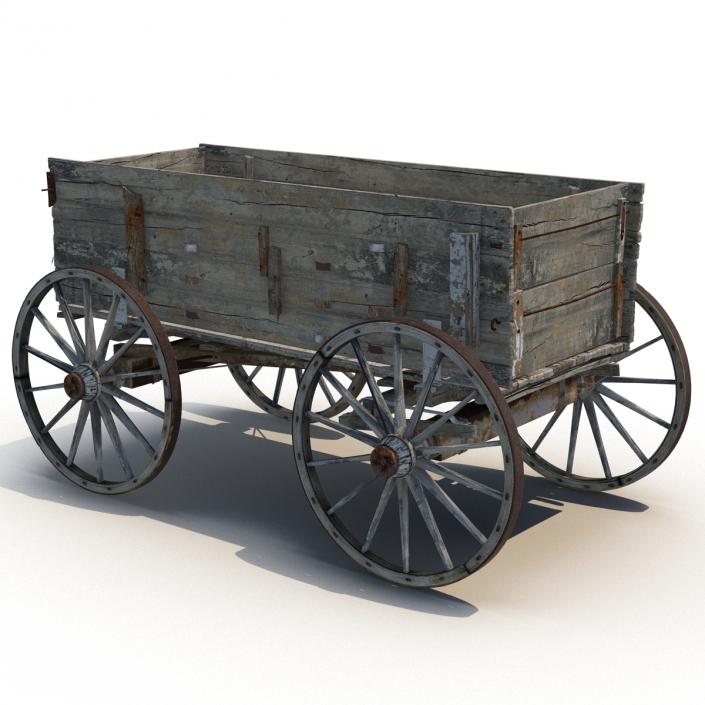 3D Old Wooden Wagon 2 model