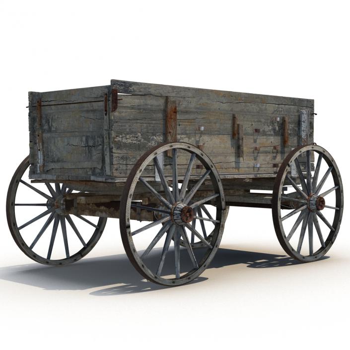 3D Old Wooden Wagon 2 model