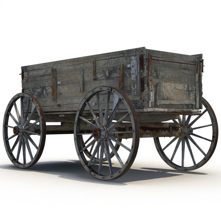 3D Old Wooden Wagon 2 model