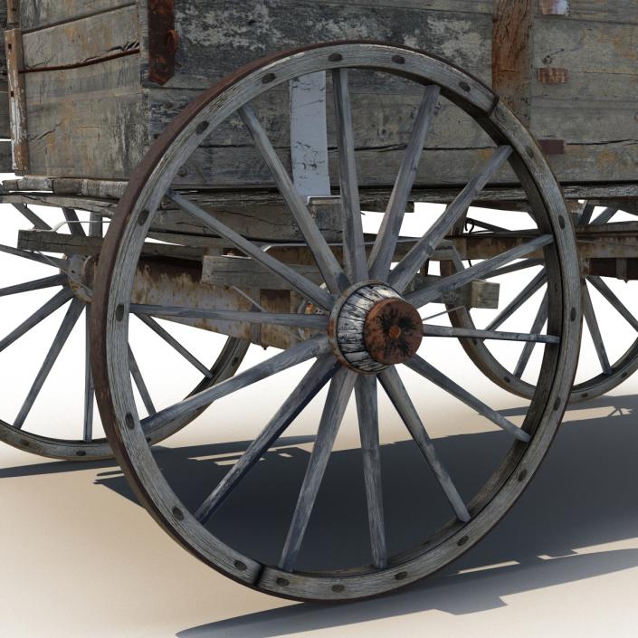 3D Old Wooden Wagon 2 model