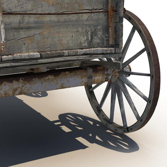 3D Old Wooden Wagon 2 model