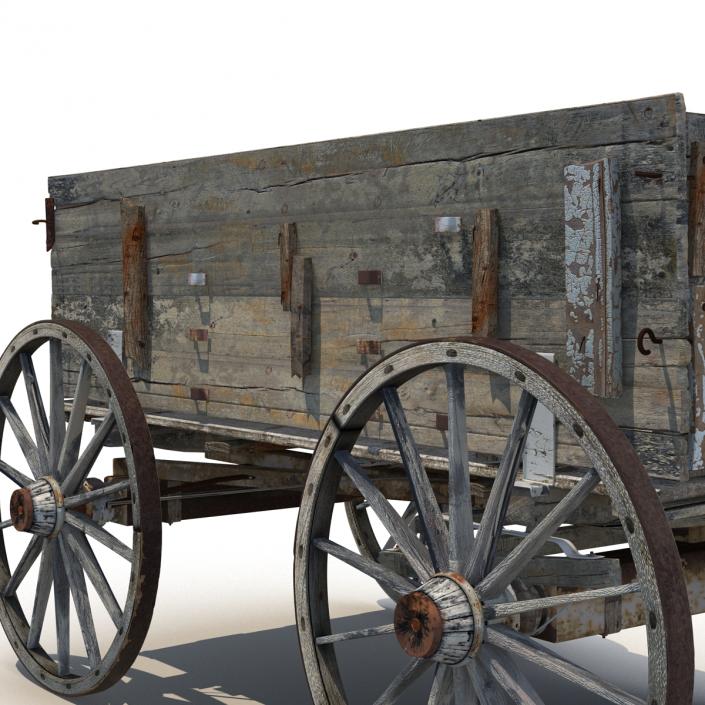 3D Old Wooden Wagon 2 model