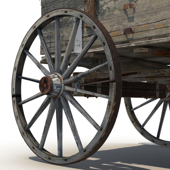 3D Old Wooden Wagon 2 model