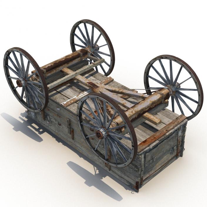 3D Old Wooden Wagon 2 model