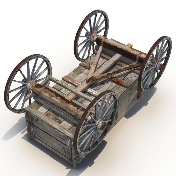 3D Old Wooden Wagon 2 model