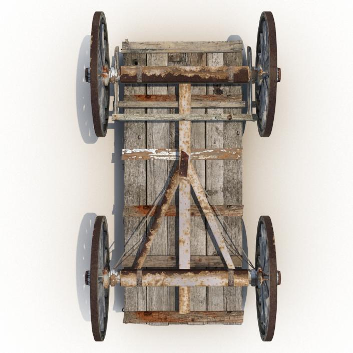 3D Old Wooden Wagon 2 model