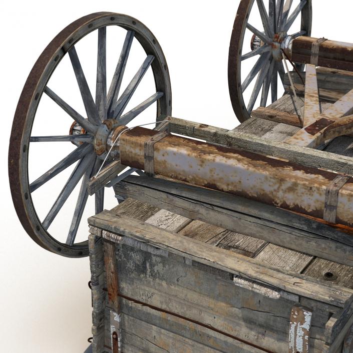 3D Old Wooden Wagon 2 model