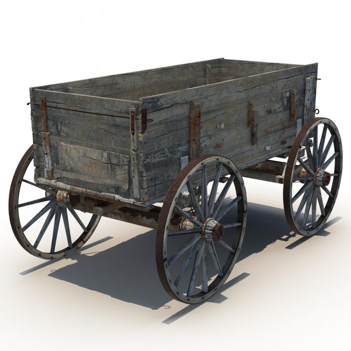 3D Old Wooden Wagon 2 model