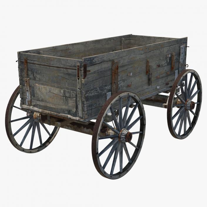 3D Old Wooden Wagon 2 model