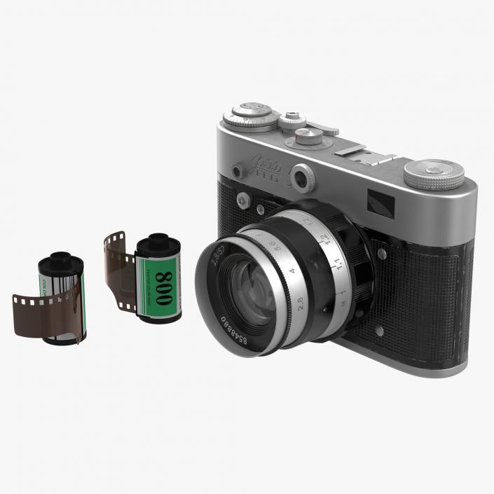 Vintage Film Camera Fed 3 3D Models Set 3D model