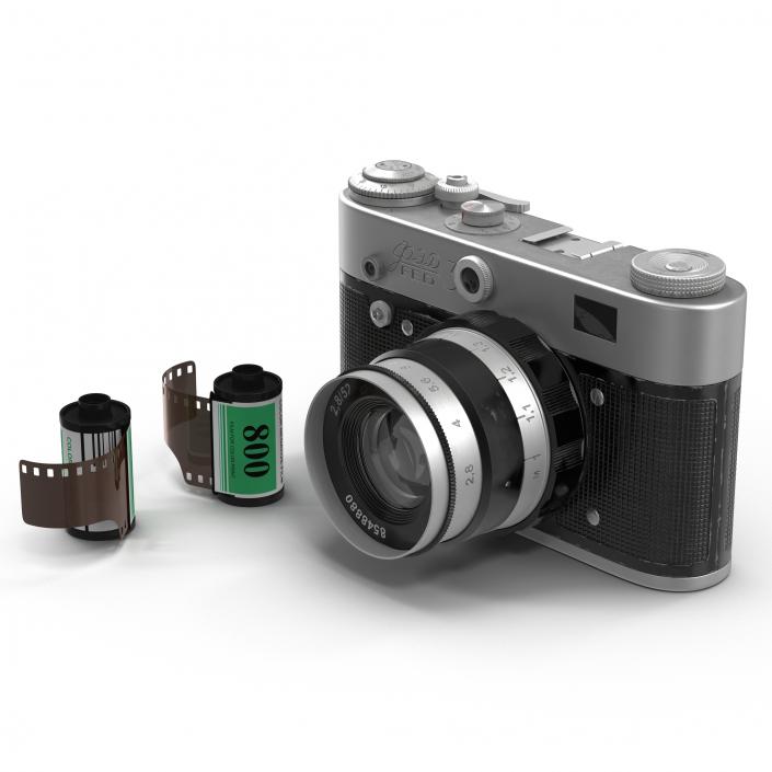 Vintage Film Camera Fed 3 3D Models Set 3D model