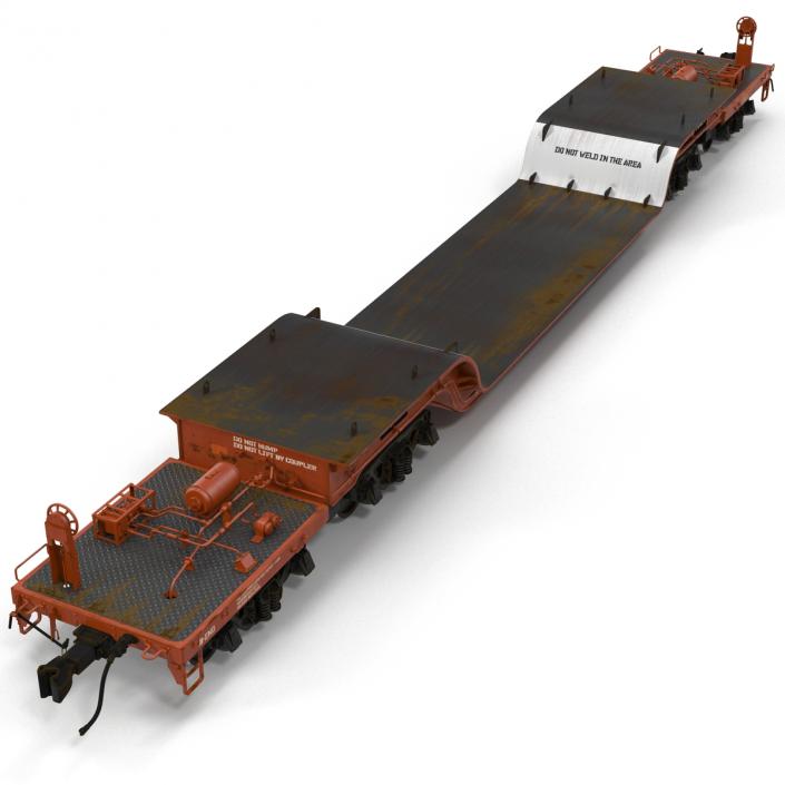 3D model Heavy Duty Depressed Centre Flat Car Red