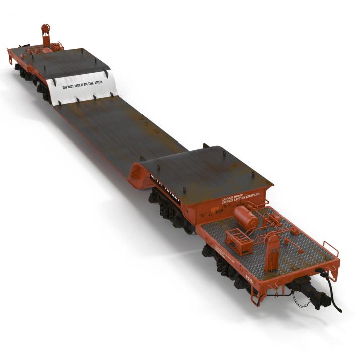 3D model Heavy Duty Depressed Centre Flat Car Red