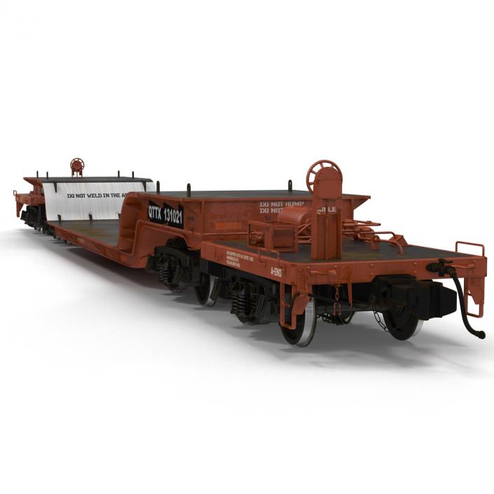 3D model Heavy Duty Depressed Centre Flat Car Red