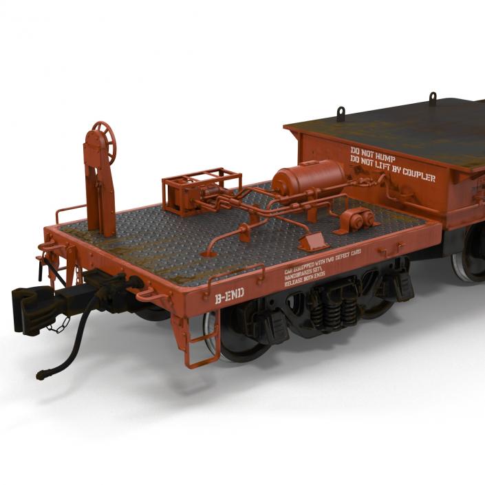 3D model Heavy Duty Depressed Centre Flat Car Red