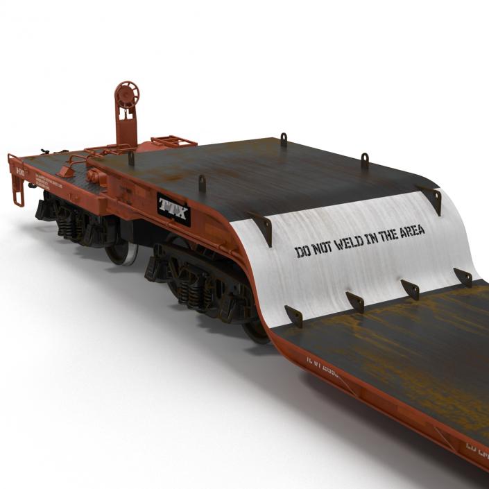 3D model Heavy Duty Depressed Centre Flat Car Red