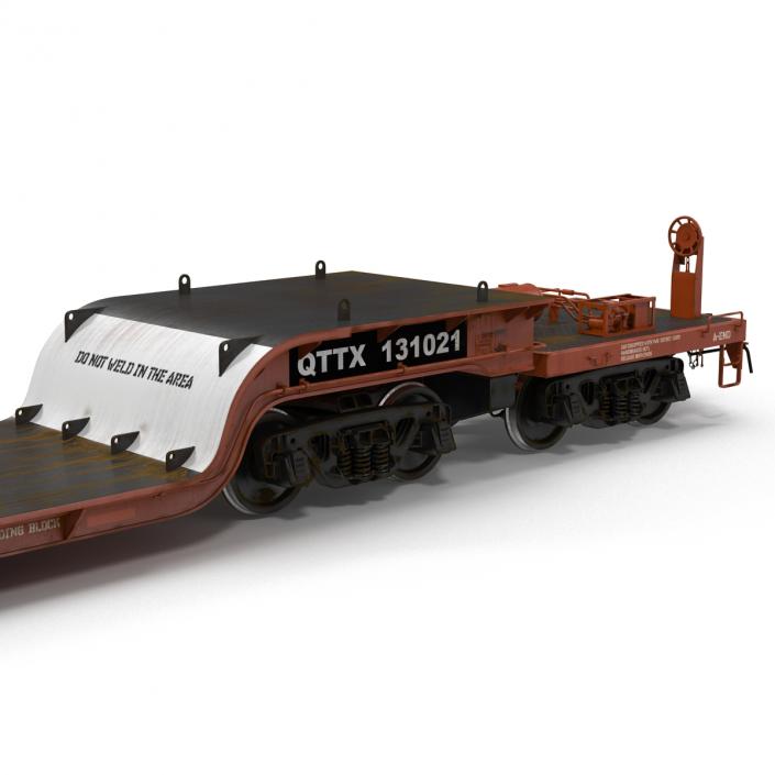 3D model Heavy Duty Depressed Centre Flat Car Red