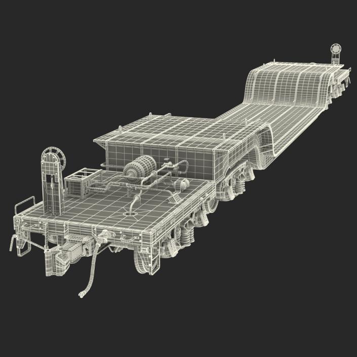 3D model Heavy Duty Depressed Centre Flat Car Red