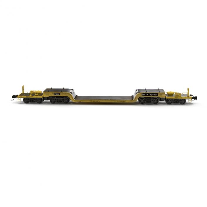 3D Heavy Duty Depressed Centre Flat Car Yellow model