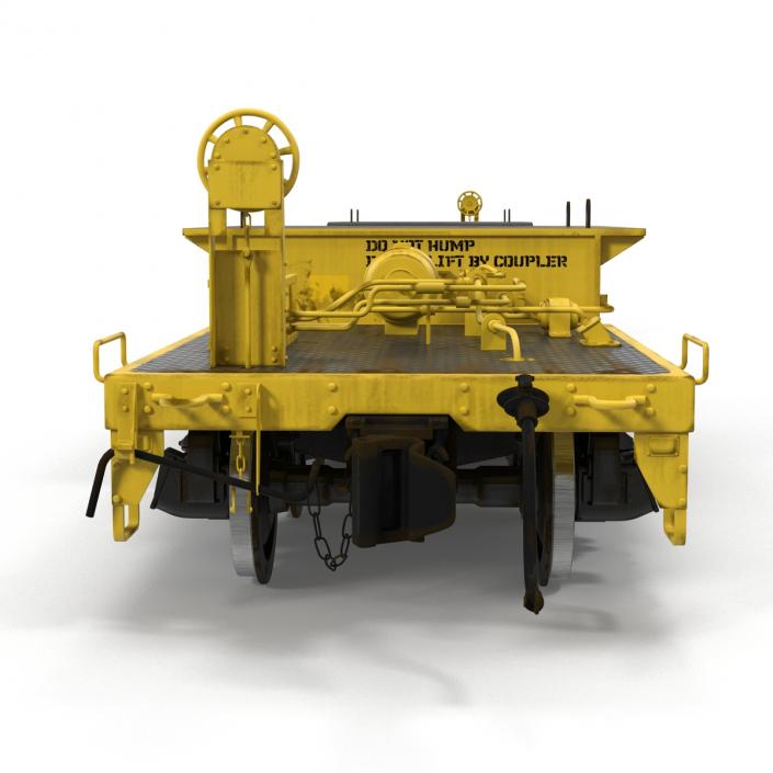 3D Heavy Duty Depressed Centre Flat Car Yellow model