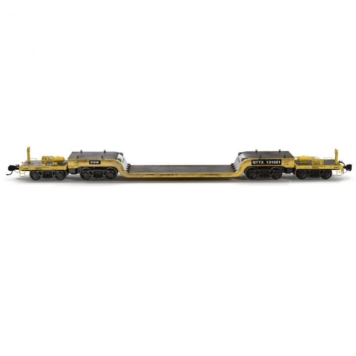 3D Heavy Duty Depressed Centre Flat Car Yellow model