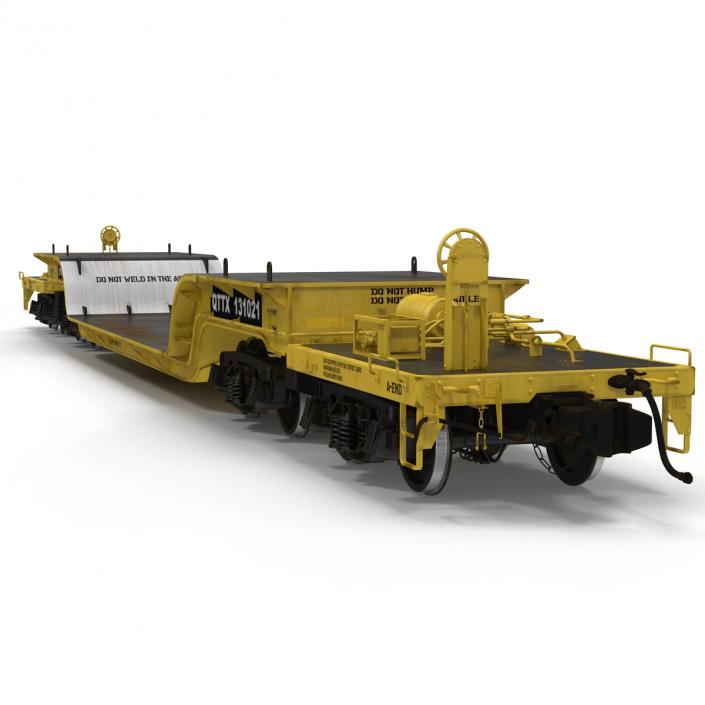 3D Heavy Duty Depressed Centre Flat Car Yellow model