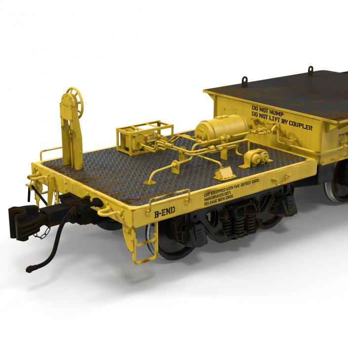 3D Heavy Duty Depressed Centre Flat Car Yellow model