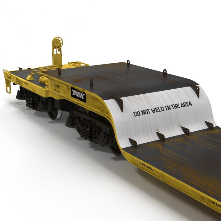 3D Heavy Duty Depressed Centre Flat Car Yellow model