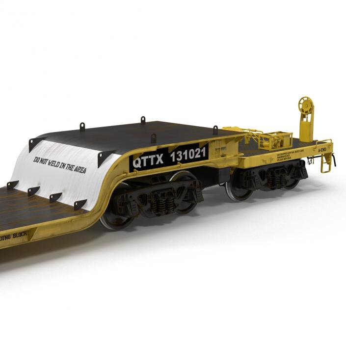 3D Heavy Duty Depressed Centre Flat Car Yellow model