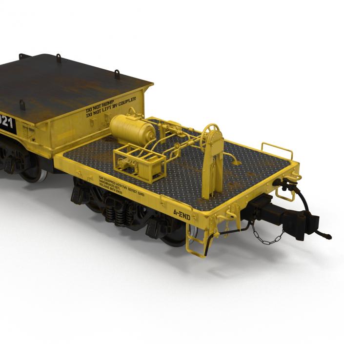 3D Heavy Duty Depressed Centre Flat Car Yellow model