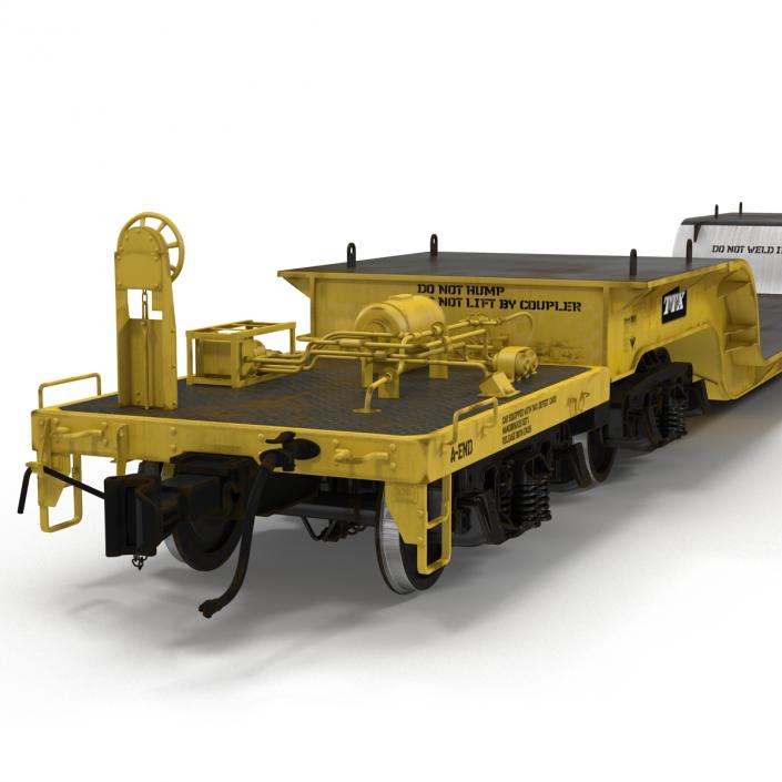 3D Heavy Duty Depressed Centre Flat Car Yellow model