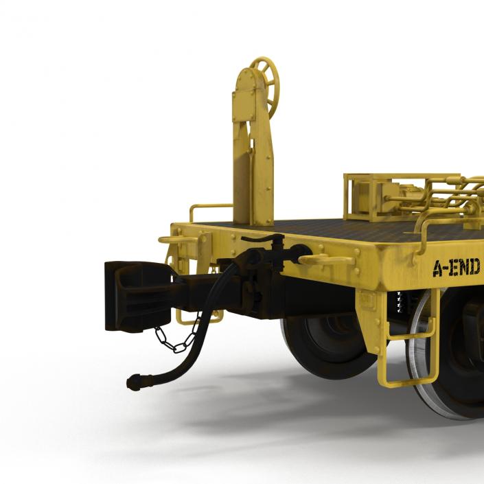 3D Heavy Duty Depressed Centre Flat Car Yellow model