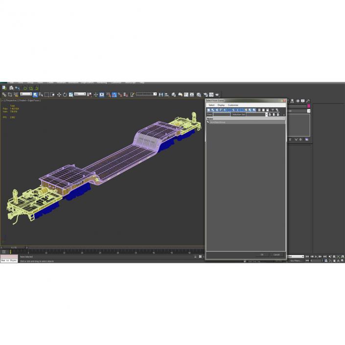 3D Heavy Duty Depressed Centre Flat Car Yellow model