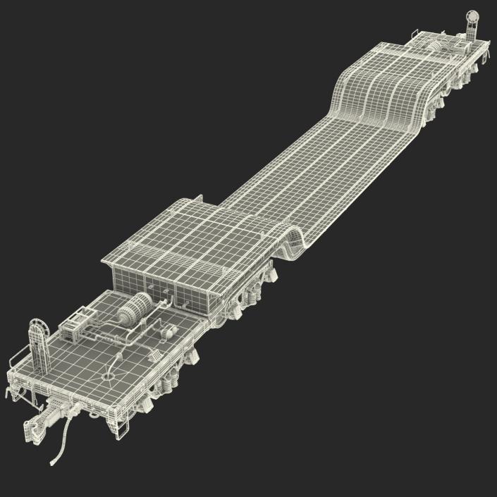 3D Heavy Duty Depressed Centre Flat Car Yellow model