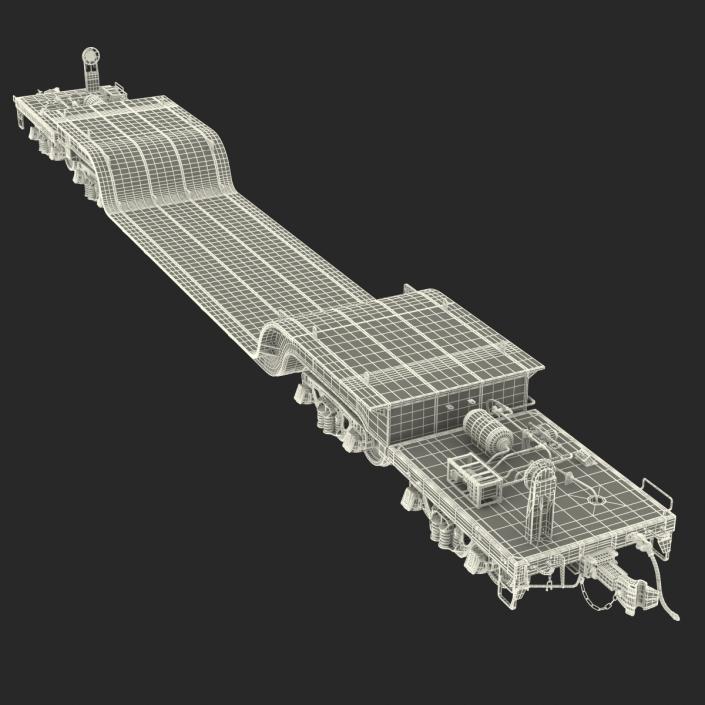 3D Heavy Duty Depressed Centre Flat Car Yellow model