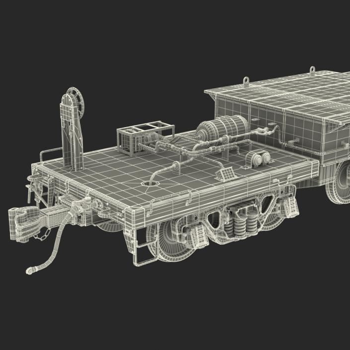 3D Heavy Duty Depressed Centre Flat Car Yellow model