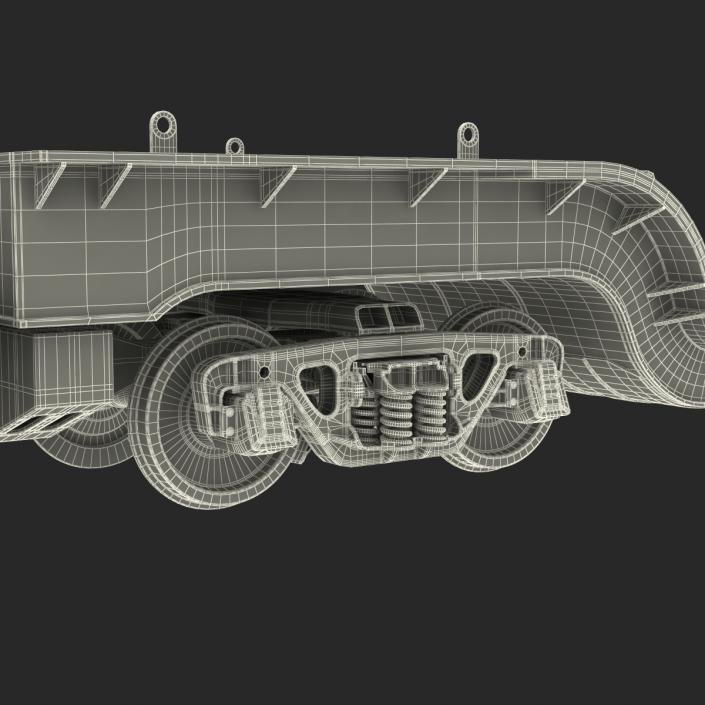 3D Heavy Duty Depressed Centre Flat Car Yellow model