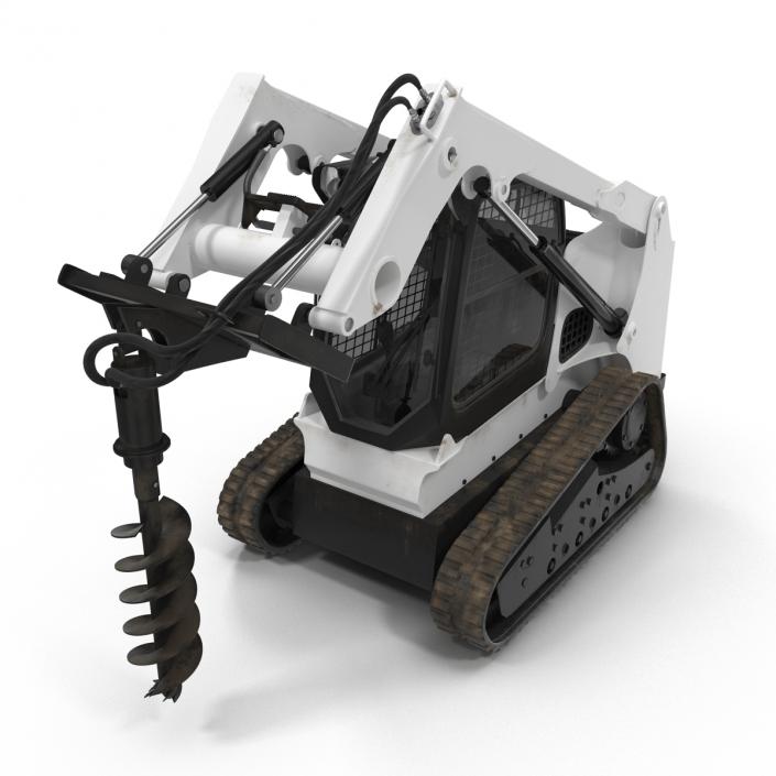 3D model Compact Tracked Loader with Auger Rigged