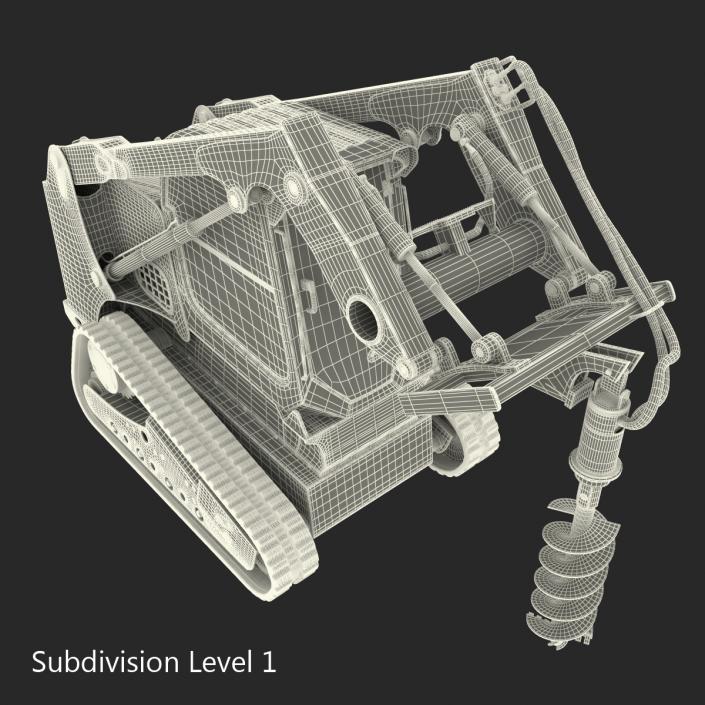 3D model Compact Tracked Loader with Auger Rigged