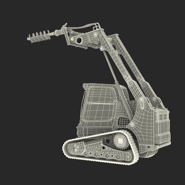 3D model Compact Tracked Loader with Auger Rigged