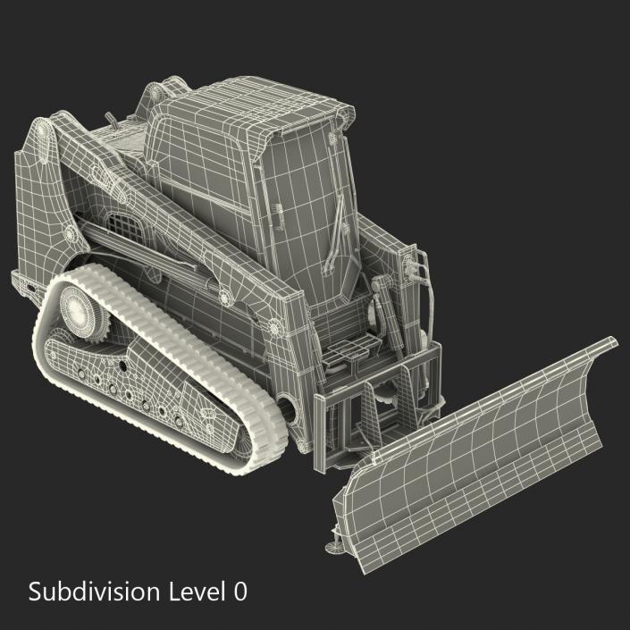 Compact Tracked Loader Bobcat With Blade Rigged 3D